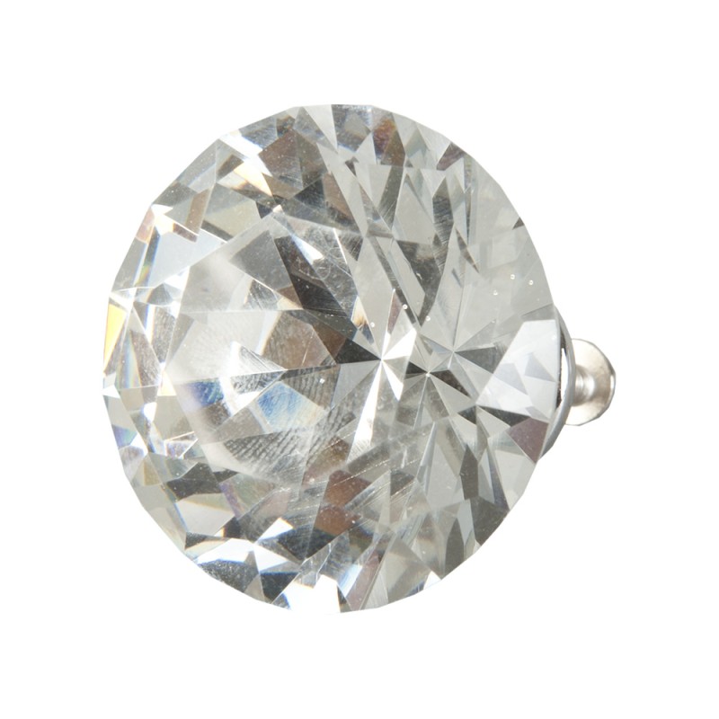 Clayre & Eef Deurknop  Ø 4 cm Transparant Ijzer Glas Rond Diamant