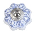 Clayre & Eef Poignée de porte Ø 4 cm Bleu Blanc Céramique