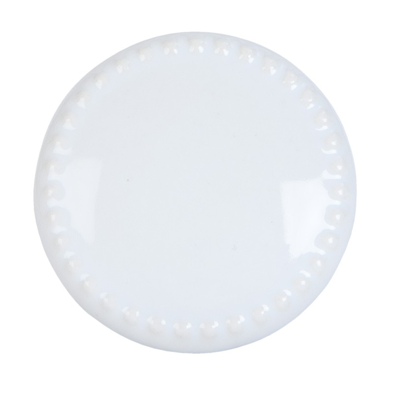 Clayre & Eef Door Knob Ø 4 cm White Ceramic Round
