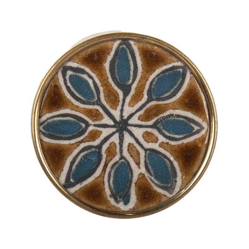 Clayre & Eef Pomello Ø 4 cm Color oro Marrone Ceramica Rotondo Fiore