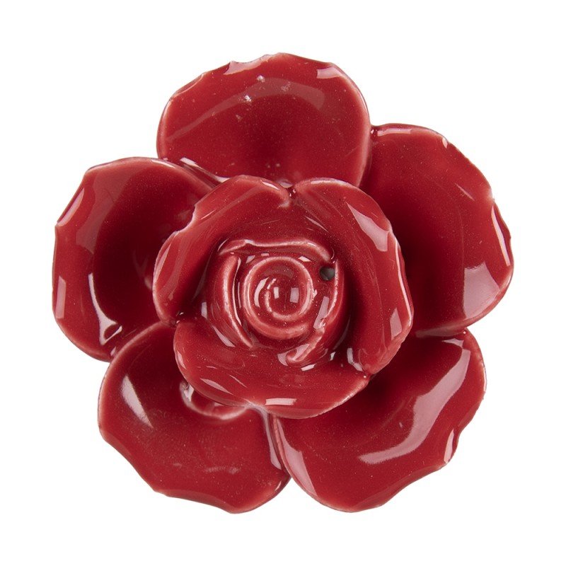 Clayre & Eef Door Knob Ø 4 cm Red Ceramic Rose