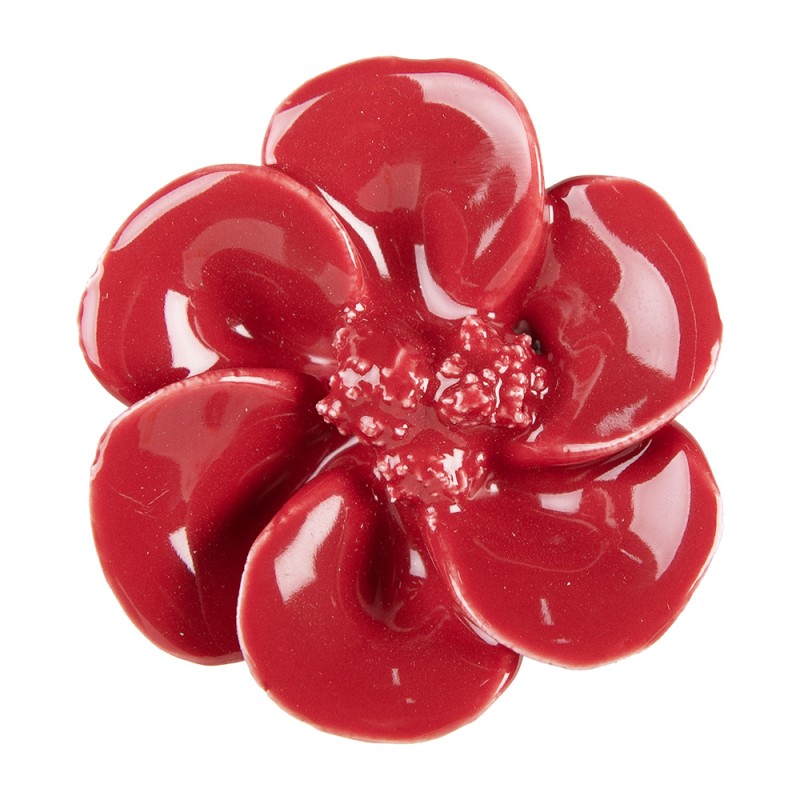 Clayre & Eef Türknauf Ø 4 cm Rot Keramik Blume