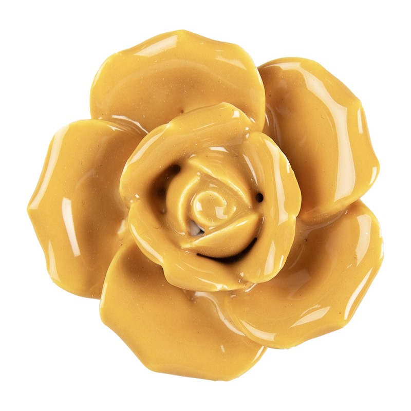 Clayre & Eef Door Knob Ø 4 cm Yellow Ceramic Flower