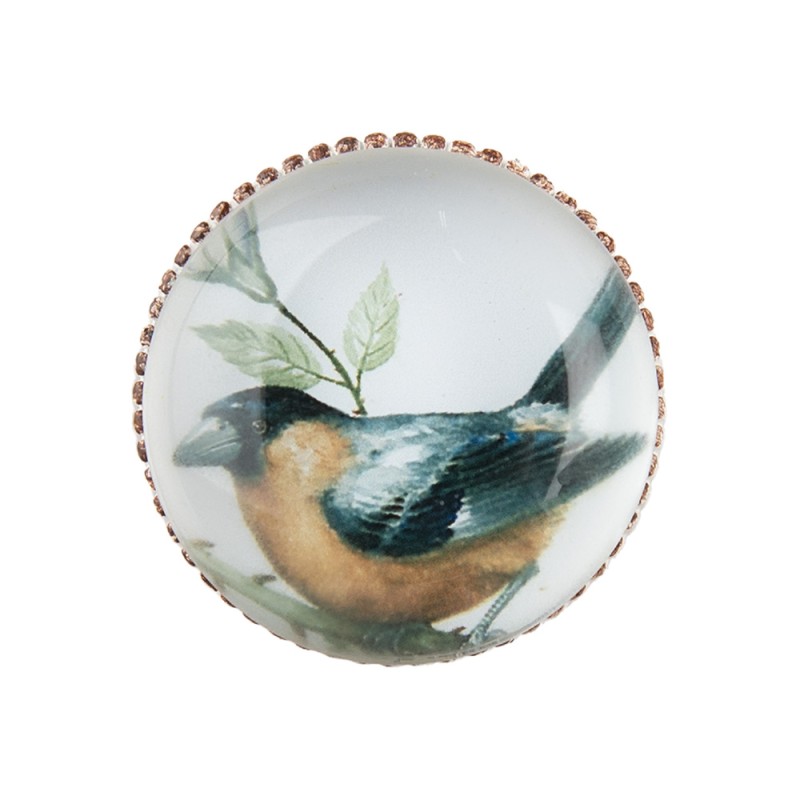 Clayre & Eef Pomello Ø 3 cm Bianco Marrone  Ceramica Rotondo Uccello