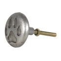 Clayre & Eef Door Knob Ø 4 cm Silver colored Iron Round Dog Paw