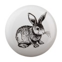 Clayre & Eef Door Knob Ø 4 cm White Ceramic Round Rabbit