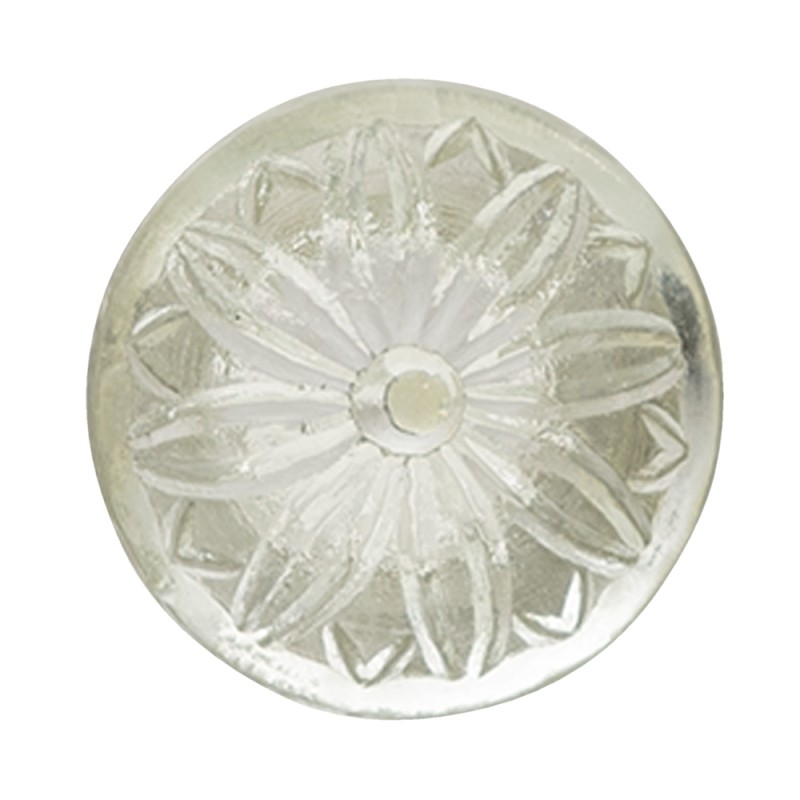Clayre & Eef Door Knob Set of 4 Ø 4 cm Transparent Glass Round Flower