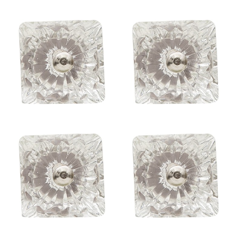 Clayre & Eef Pomello set di 4 4x4x4 cm Trasparente Vetro Quadrato