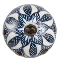 Clayre & Eef Door Knob Set of 4 Ø 4 cm Blue Ceramic Round Flower
