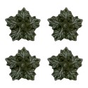 Clayre & Eef Door Knob Set of 4 5x3x5 cm Green Ceramic Leaves