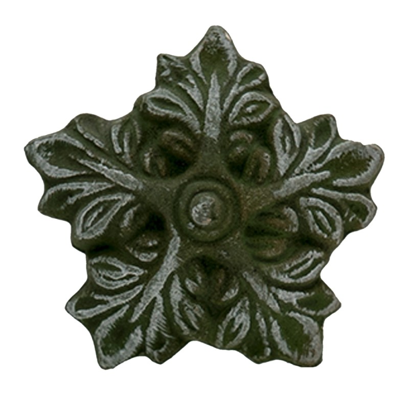 Clayre & Eef Door Knob Set of 4 5x3x5 cm Green Ceramic Leaves