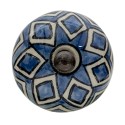 Clayre & Eef Door Knob Set of 4 Ø 4 cm Blue Ceramic Round