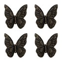 Clayre & Eef Poignée de porte set de 4 Papillon 5 cm Noir Fer
