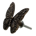 Clayre & Eef Poignée de porte set de 4 Papillon 5 cm Noir Fer
