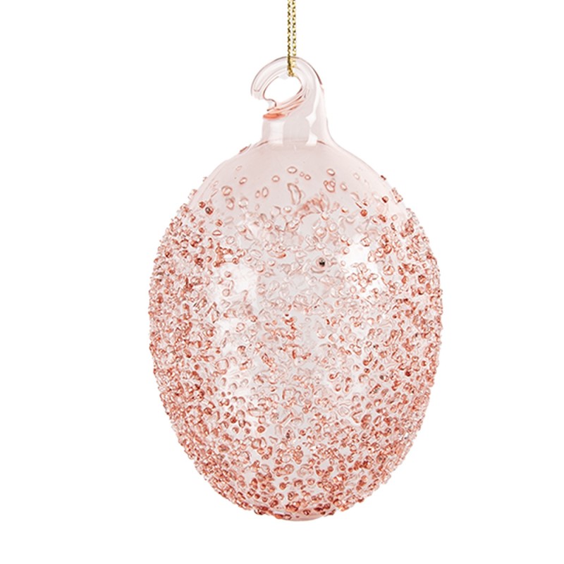 Clayre & Eef Easter Pendant Egg Ø 6x9 cm Pink Glass