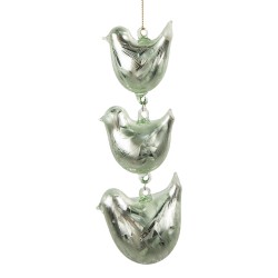 Clayre & Eef Pendant Birds 16 cm Green Glass