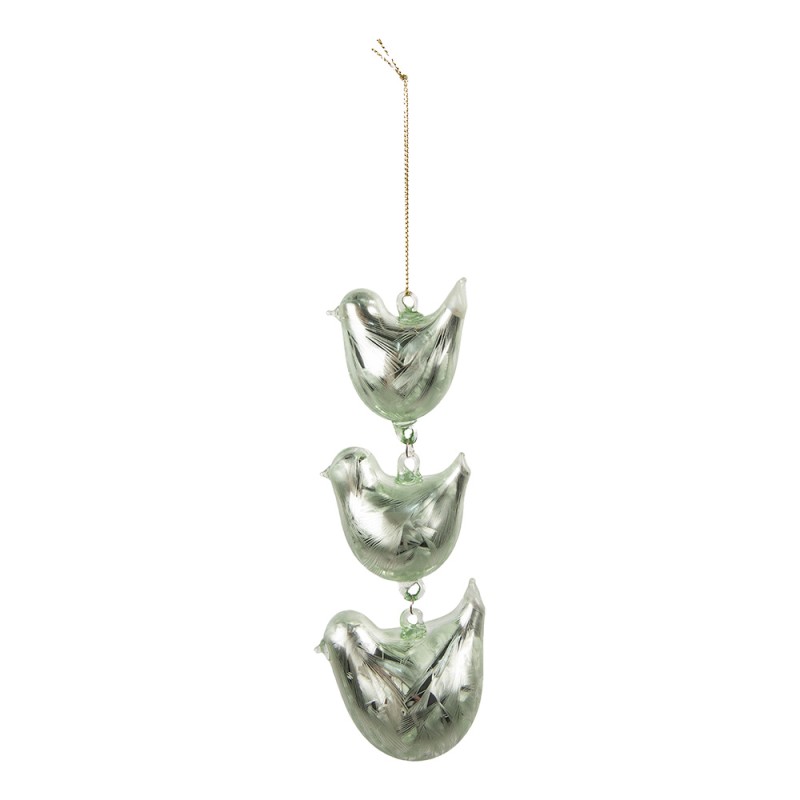 Clayre & Eef Ciondolo Uccelli 16 cm Verde Vetro