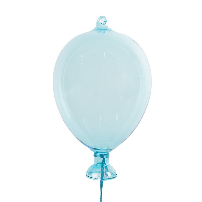 Clayre & Eef Decoratie Hanger Ballon Ø 10x17 cm Blauw Glas