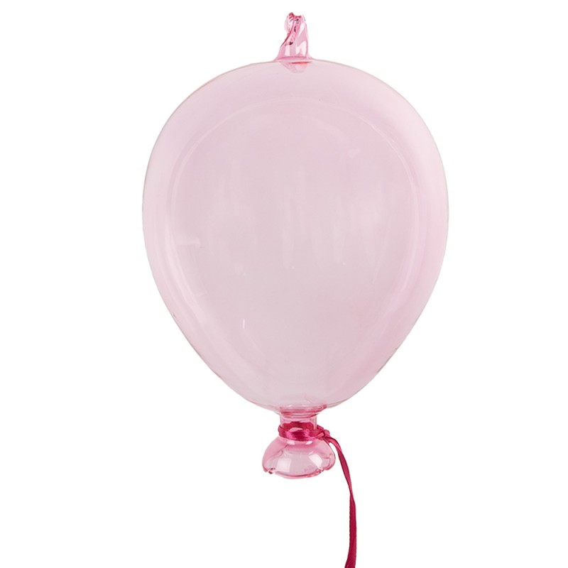 Clayre & Eef Decoratie Hanger Ballon Ø 14x21 cm Roze Glas
