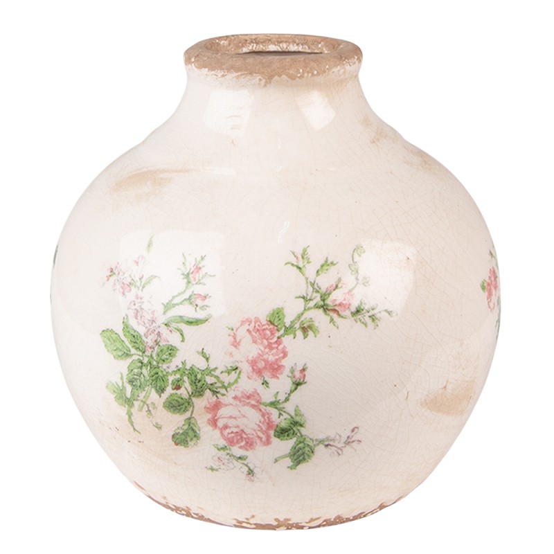 Clayre & Eef Vase Ø 16x17 cm Pink Beige Ceramic Flowers