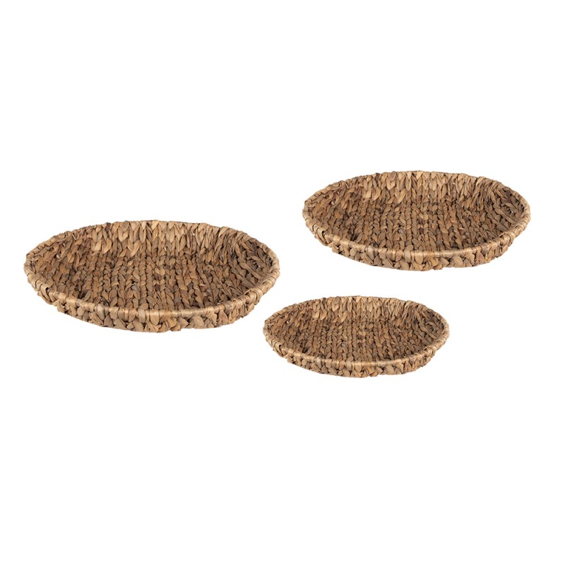Clayre & Eef Storage Basket Set of 3 Ø 40 cm Brown Rattan Round