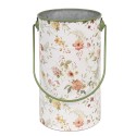 Clayre & Eef Decorative Bucket Ø 19x27 cm White Metal Flowers