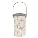 Clayre & Eef Secchiello decorativo Ø 19x27 cm Bianco Metallo Fiori