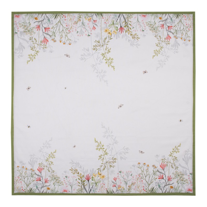 Clayre & Eef Tablecloth 100x100 cm White Cotton Flowers