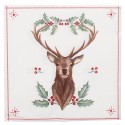 Clayre & Eef Napkins Paper Set of 20 33x33 cm (20) White Brown Paper Square Deer Holly Leaves