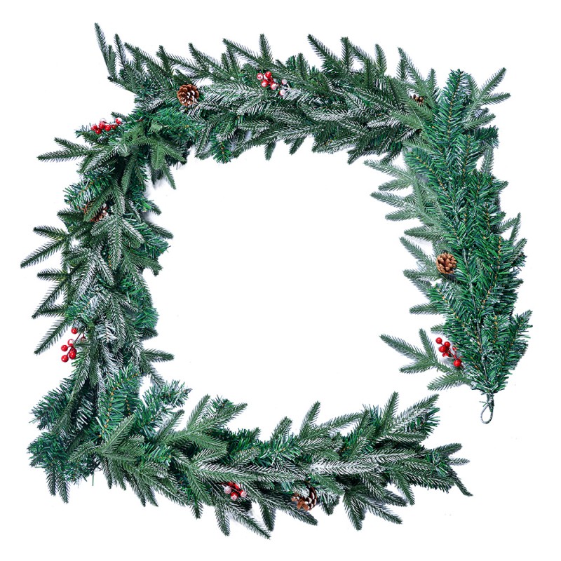 Clayre & Eef Ghirlanda di Natale 270 cm Verde Plastica