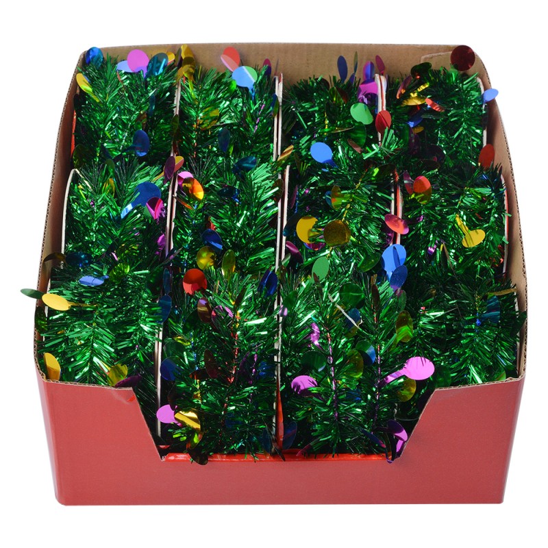 Clayre & Eef Christmas garland set of 12 450 cm Green Plastic