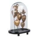 Clayre & Eef Cloche 27x18x39 cm Gold colored Glass Metal Hearts