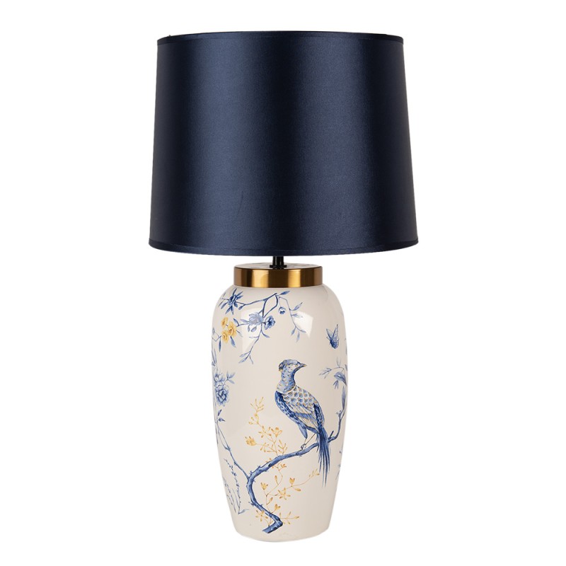 Clayre & Eef Table Lamp Ø 30x55 cm White Blue Ceramic