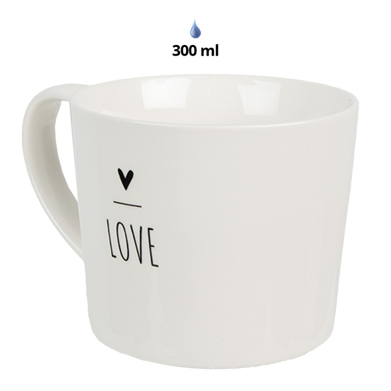Clayre & Eef Mug 300 ml Blanc Céramique Coeur Love