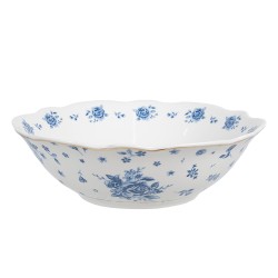 Clayre & Eef Bowl 350 ml White Blue Porcelain Roses