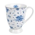 Clayre & Eef Mug 300 ml Blanc Bleu Porcelaine Roses