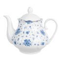 Clayre & Eef Theepot  1000 ml Wit Blauw Porselein Roosjes