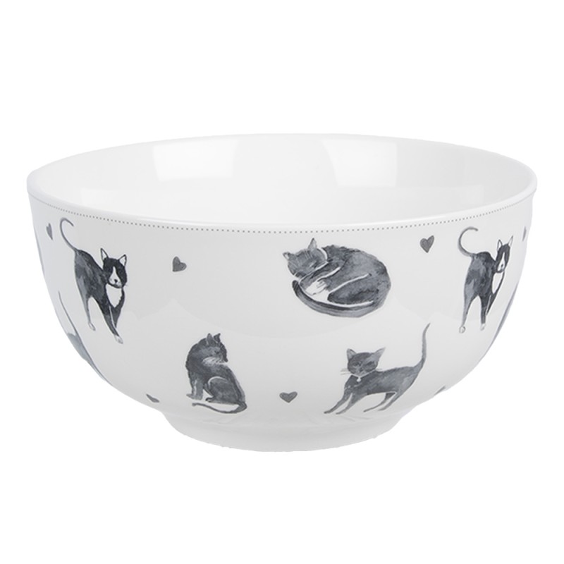Clayre & Eef Soup Bowl 500 ml White Ceramic Cats