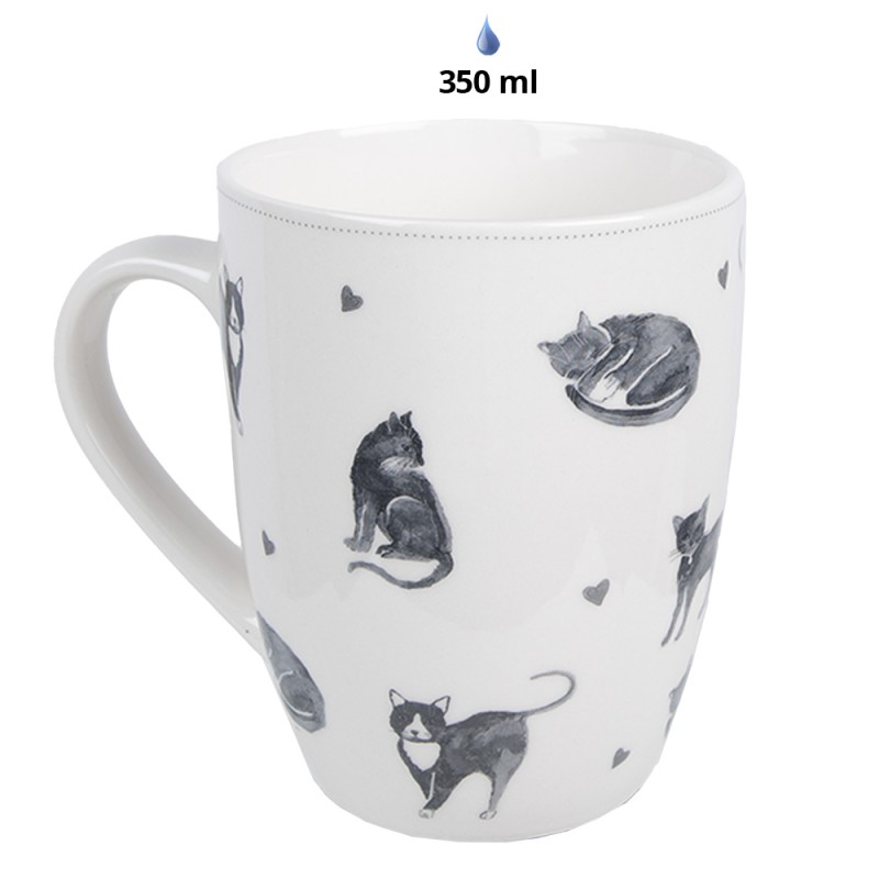 Clayre & Eef Mug 350 ml White Ceramic Cats