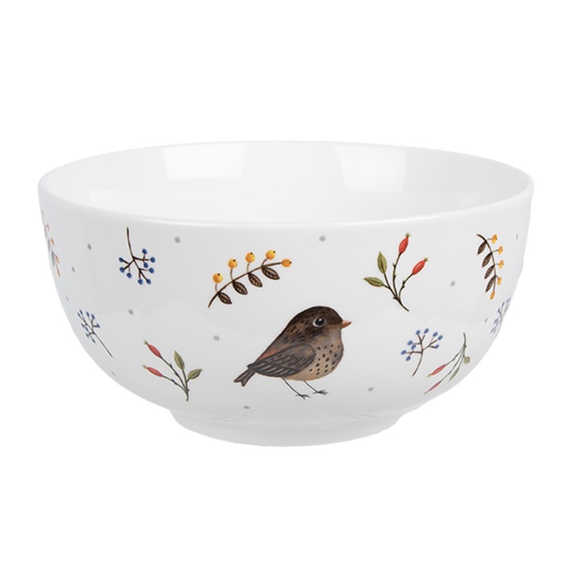 Clayre & Eef Soup Bowl 500 ml White Ceramic Bird