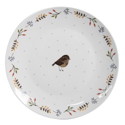 Clayre & Eef Piatto per la colazione Ø 20 cm Bianco Ceramica Uccello
