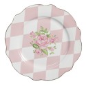 Clayre & Eef Assiette de petit déjeuner Ø 20 cm Rose Blanc Porcelaine Roses