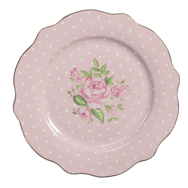 Clayre & Eef Assiette de petit déjeuner Ø 20 cm Rose Porcelaine Roses