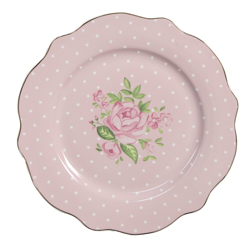 Clayre & Eef Frühstücksteller Ø 20 cm Rosa Porzellan Rosen