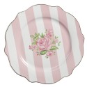 Clayre & Eef Breakfast Plate Ø 20 cm Pink White Porcelain Roses