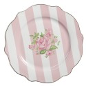 Clayre & Eef Assiette de petit déjeuner Ø 20 cm Rose Blanc Porcelaine Roses