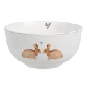 Clayre & Eef Bol à soupe 500 ml Blanc Marron Porcelaine Lapins