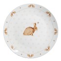Clayre & Eef Dinner Plate Ø 26 cm White Brown Porcelain Rabbits