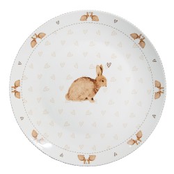 Clayre & Eef Piatto da cena   Ø 26 cm Bianco Marrone  Porcellana Conigli