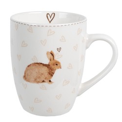 Clayre & Eef Mug 350 ml White Brown Porcelain Rabbit